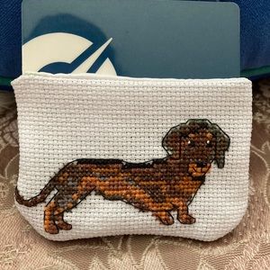 NEW hand sewn Dachshund card holder, 3.5 inches by 2.5 inches
